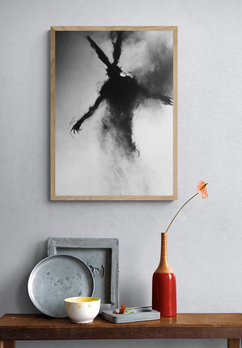 Ink Figure Abstract Print. — room view 3