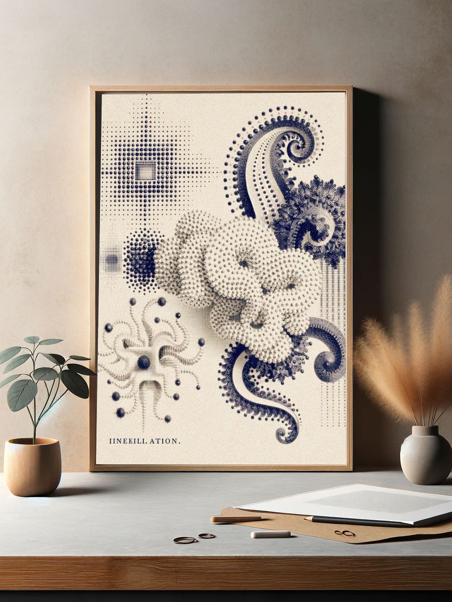 Ornate Abstract Dotwork Poster. — room view 2