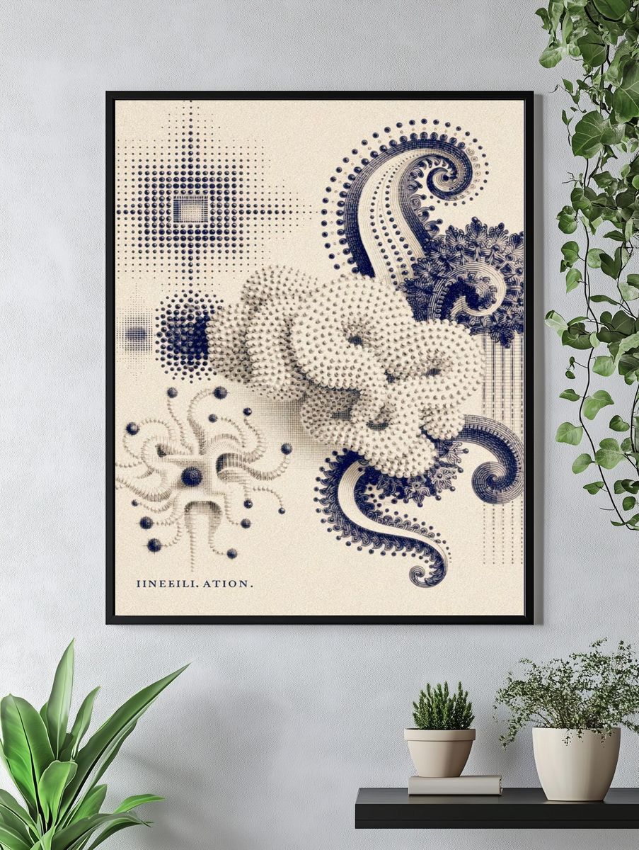 Ornate Abstract Dotwork Poster. — room view 4