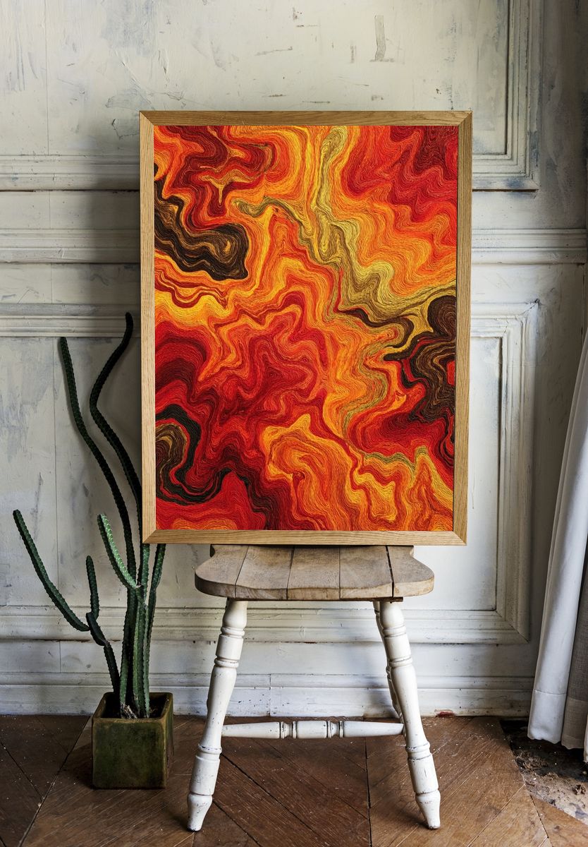 Molten Ember Abstract Print. room preview