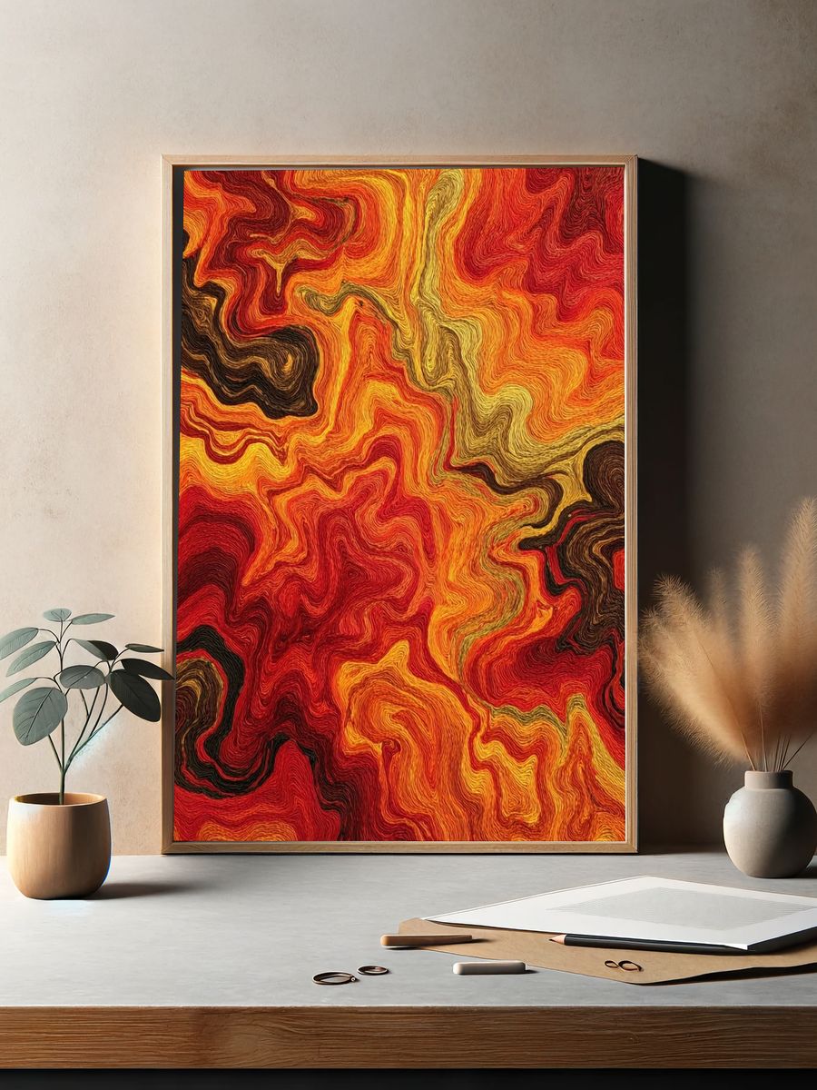 Molten Ember Abstract Print. — room view 2
