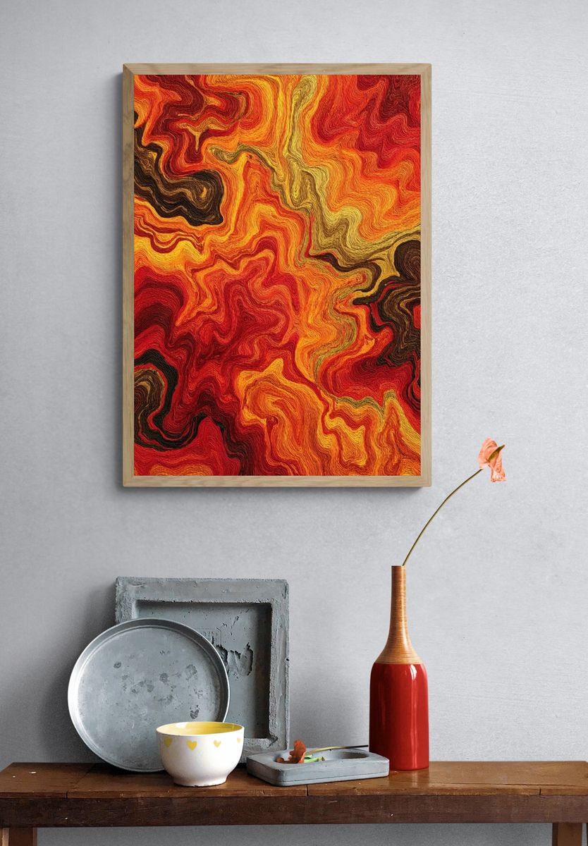 Molten Ember Abstract Print. — room view 3