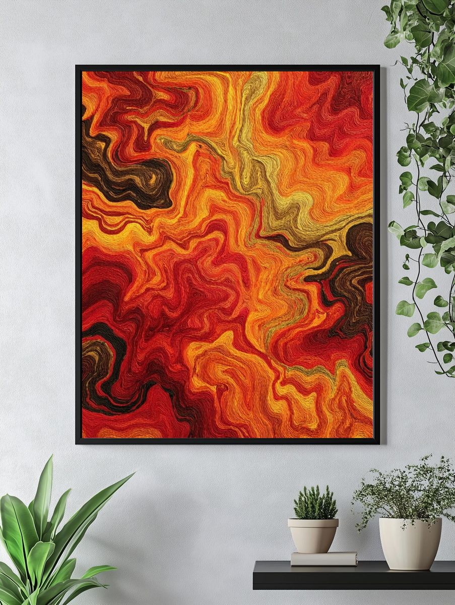 Molten Ember Abstract Print. — room view 4