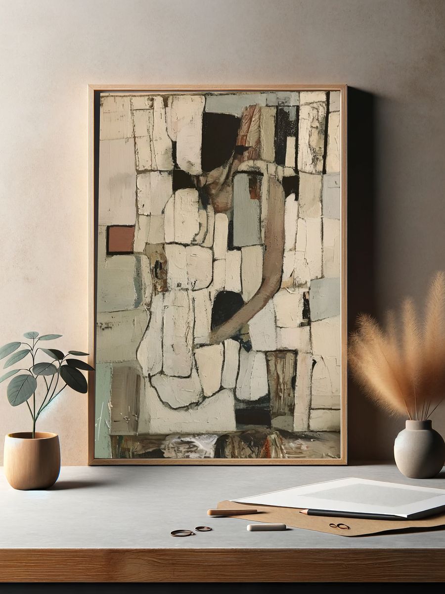 Textured Cubist Abstract Poster. — room view 2