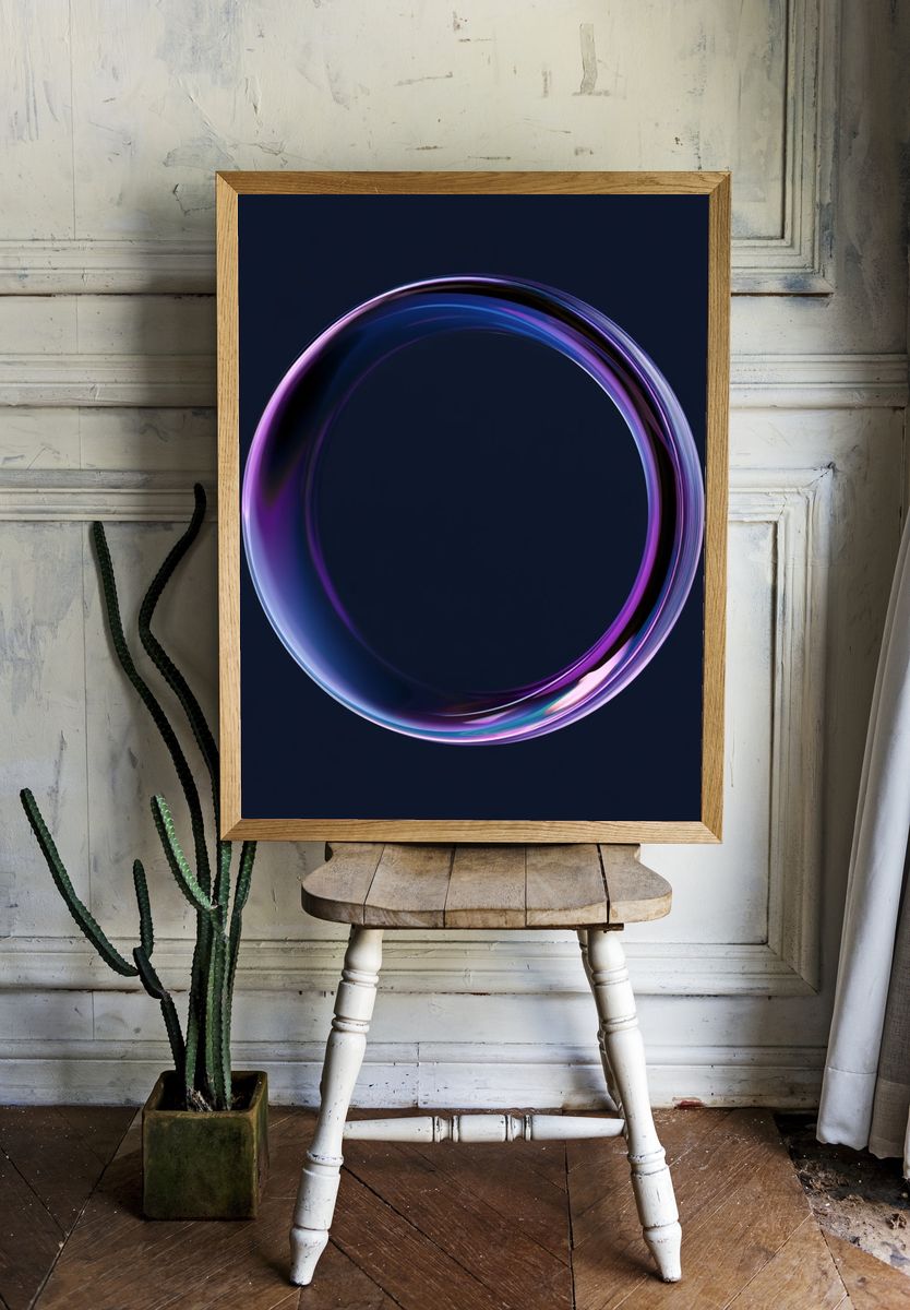 Neon Glass Ring Abstract Poster. room preview