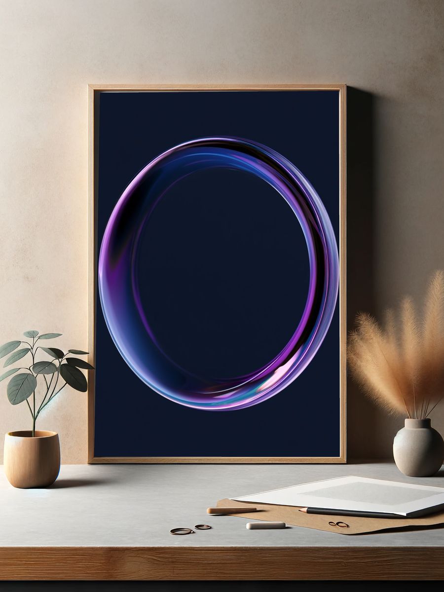 Neon Glass Ring Abstract Poster. — room view 2