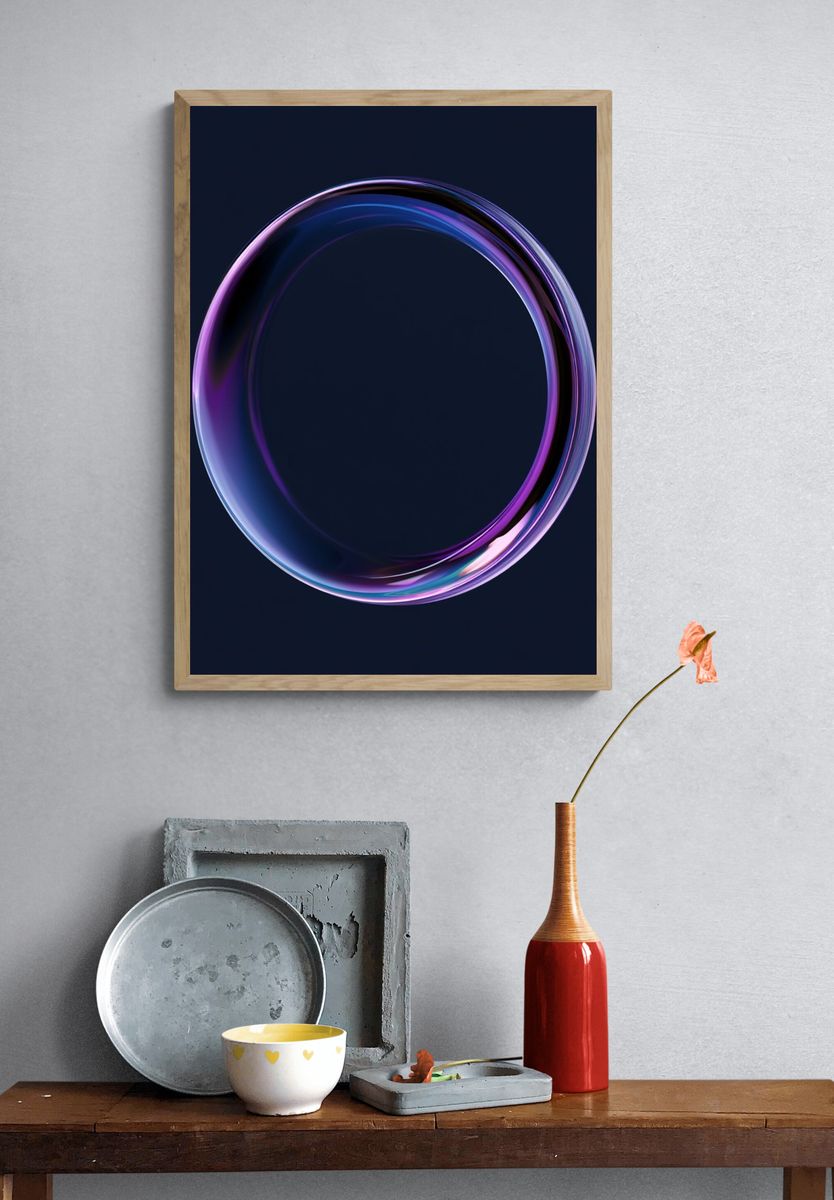 Neon Glass Ring Abstract Poster. — room view 3