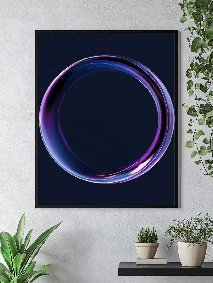 Neon Glass Ring Abstract Poster. — room view 4