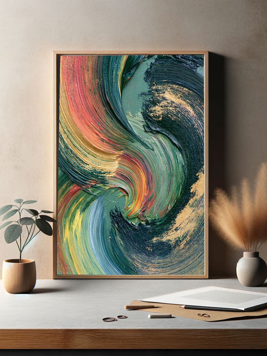 Emerald Swirl Abstract Print. — room view 2