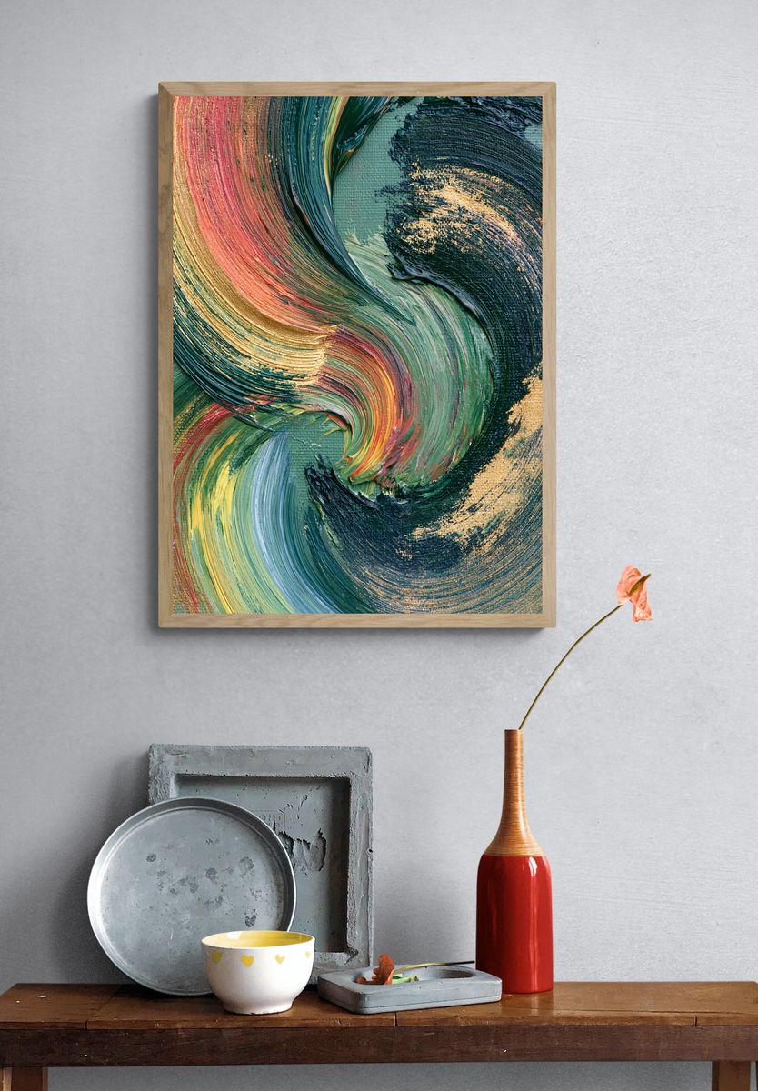 Emerald Swirl Abstract Print. — room view 3