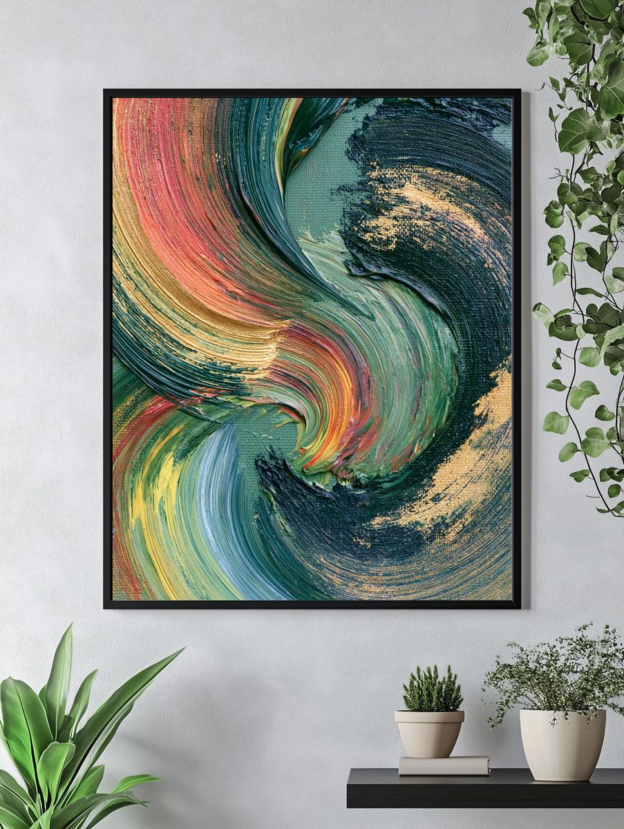 Emerald Swirl Abstract Print. — room view 4