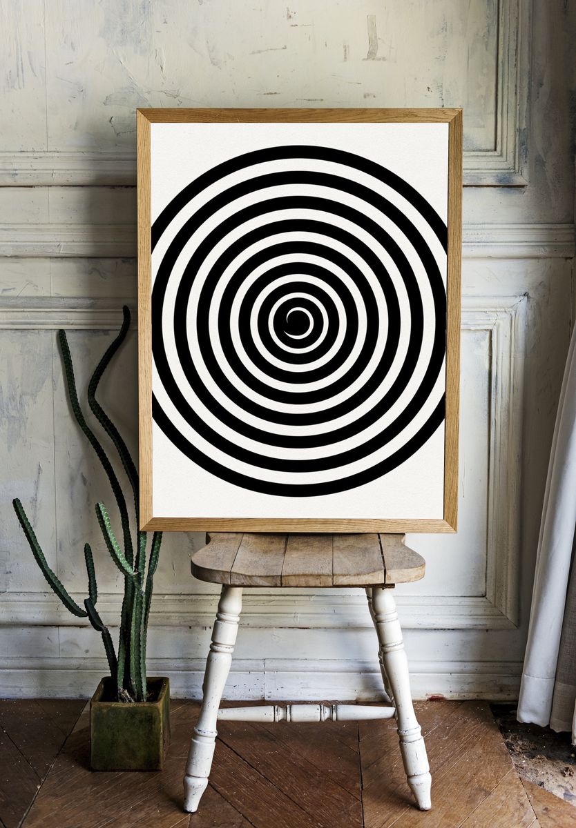 Black Spiral Optical Poster. — room view 1