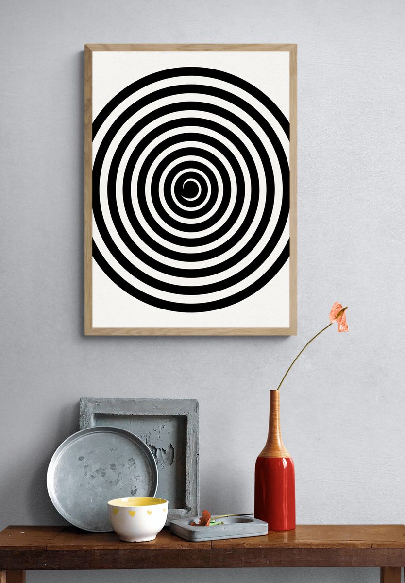Black Spiral Optical Poster. — room view 3