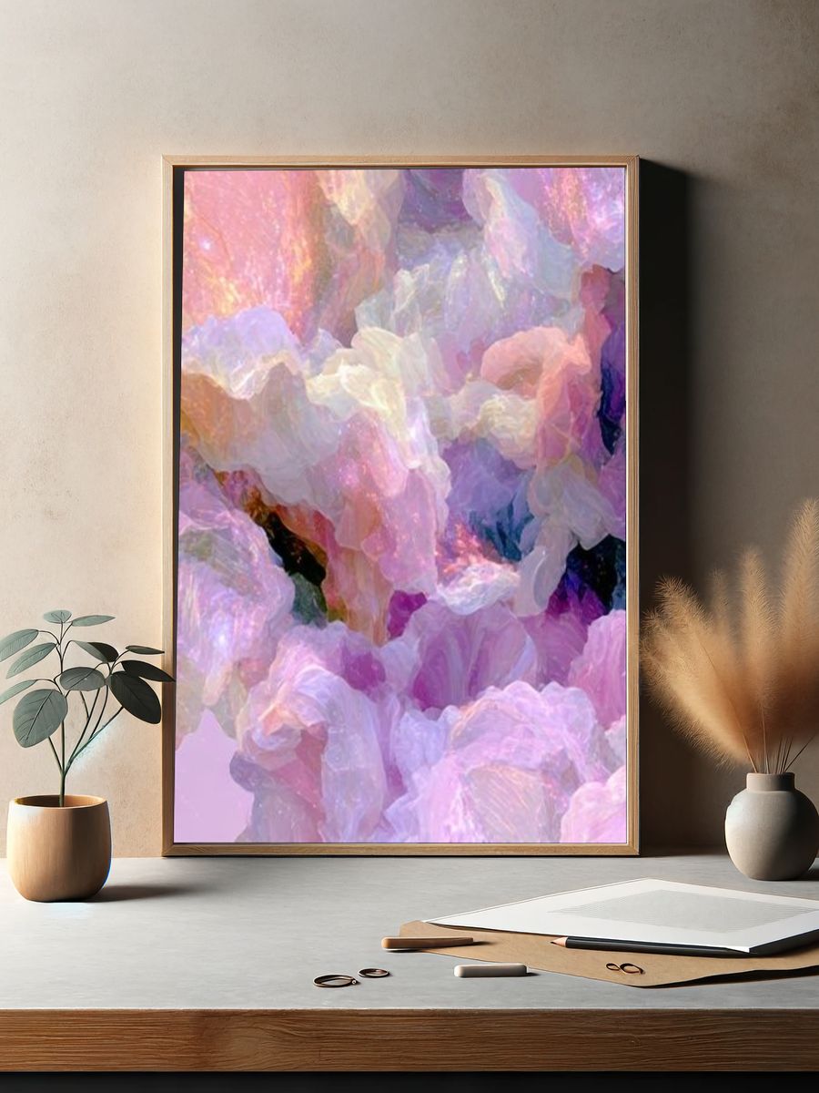 Pastel Floral Abstract Poster. — room view 2