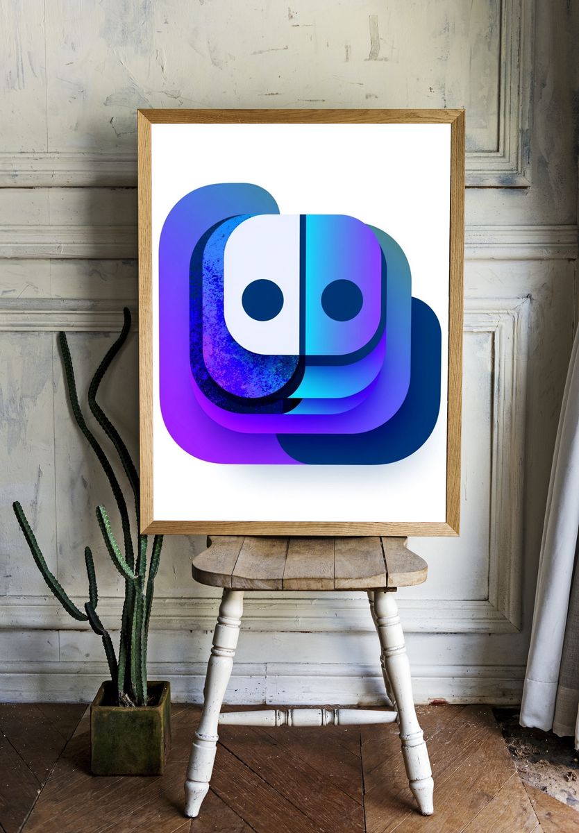 Abstract Neon Face Poster. room preview