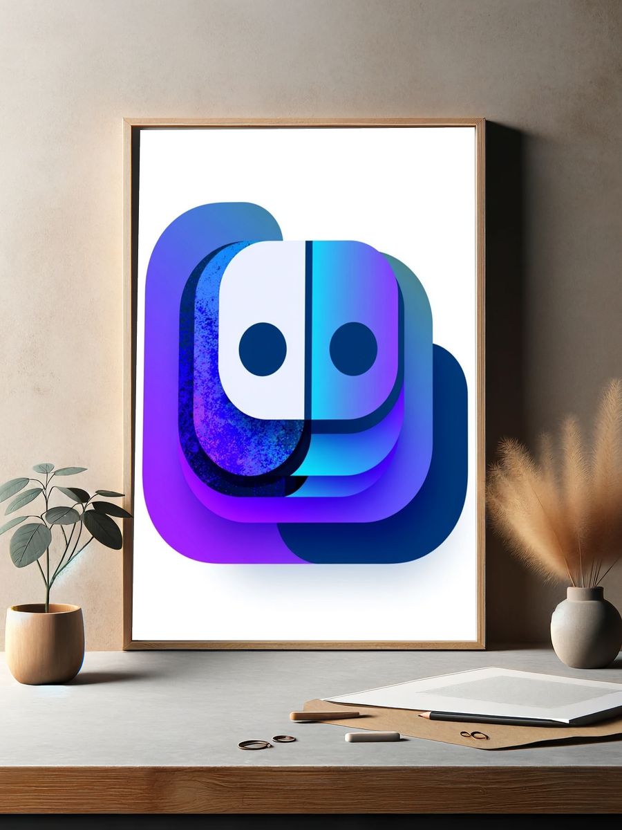 Abstract Neon Face Poster. — room view 2