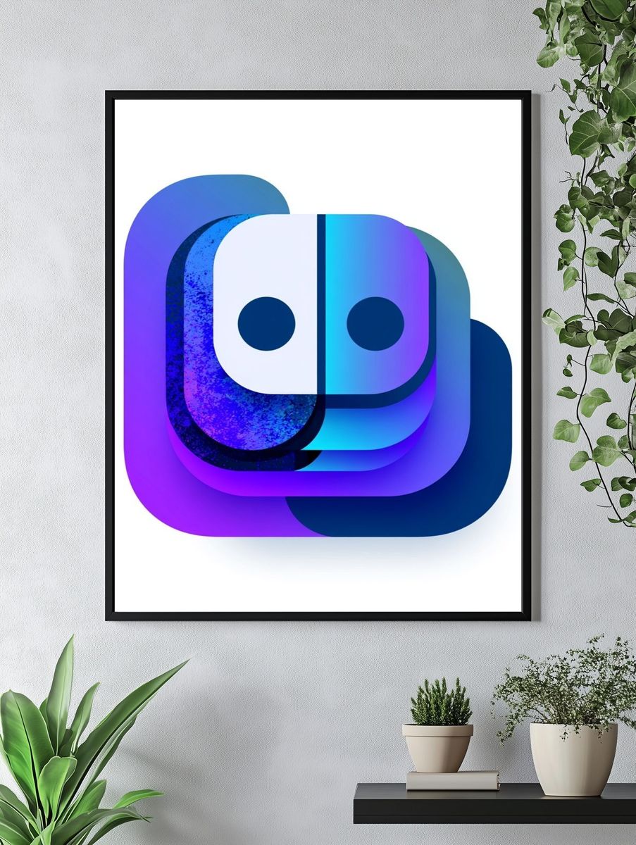 Abstract Neon Face Poster. — room view 4
