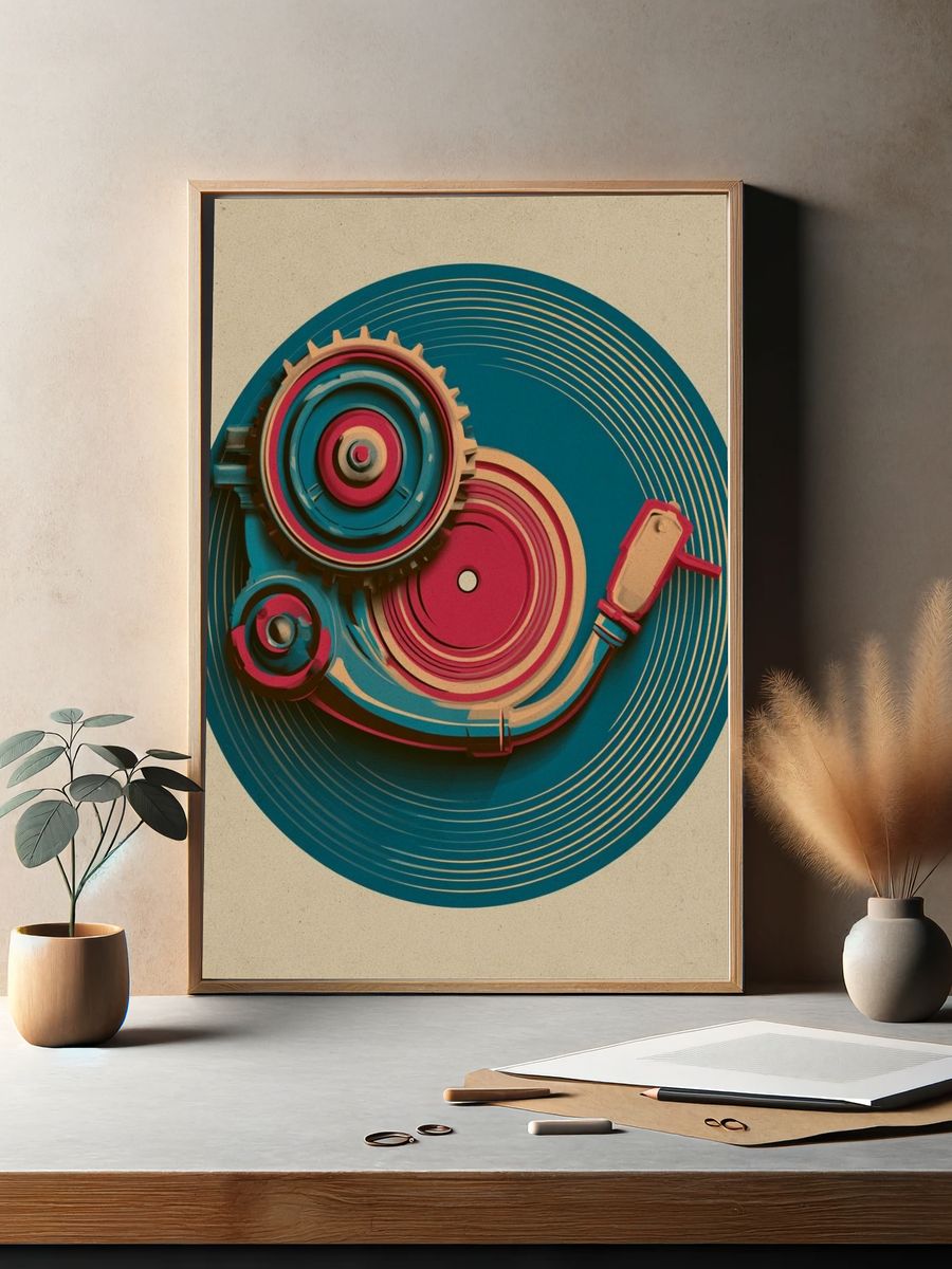 Retro Gear Abstract Poster. — room view 2