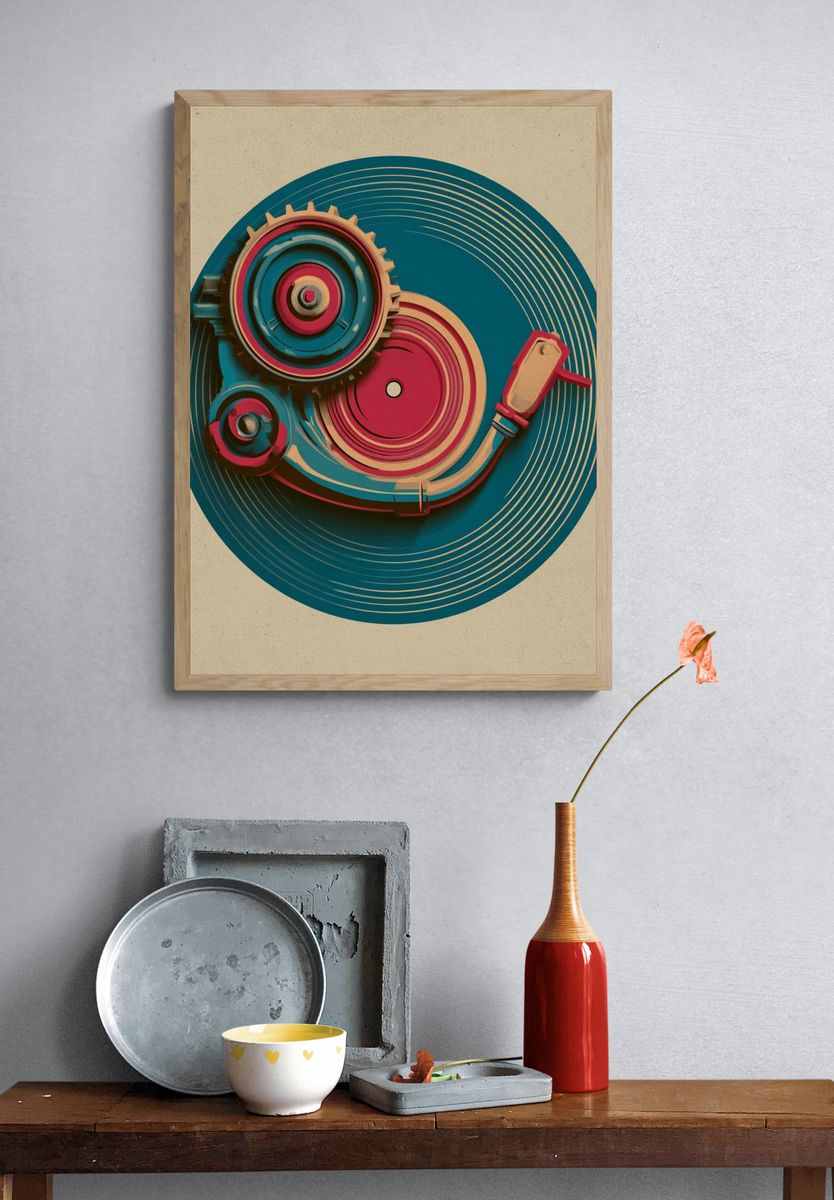 Retro Gear Abstract Poster. — room view 3