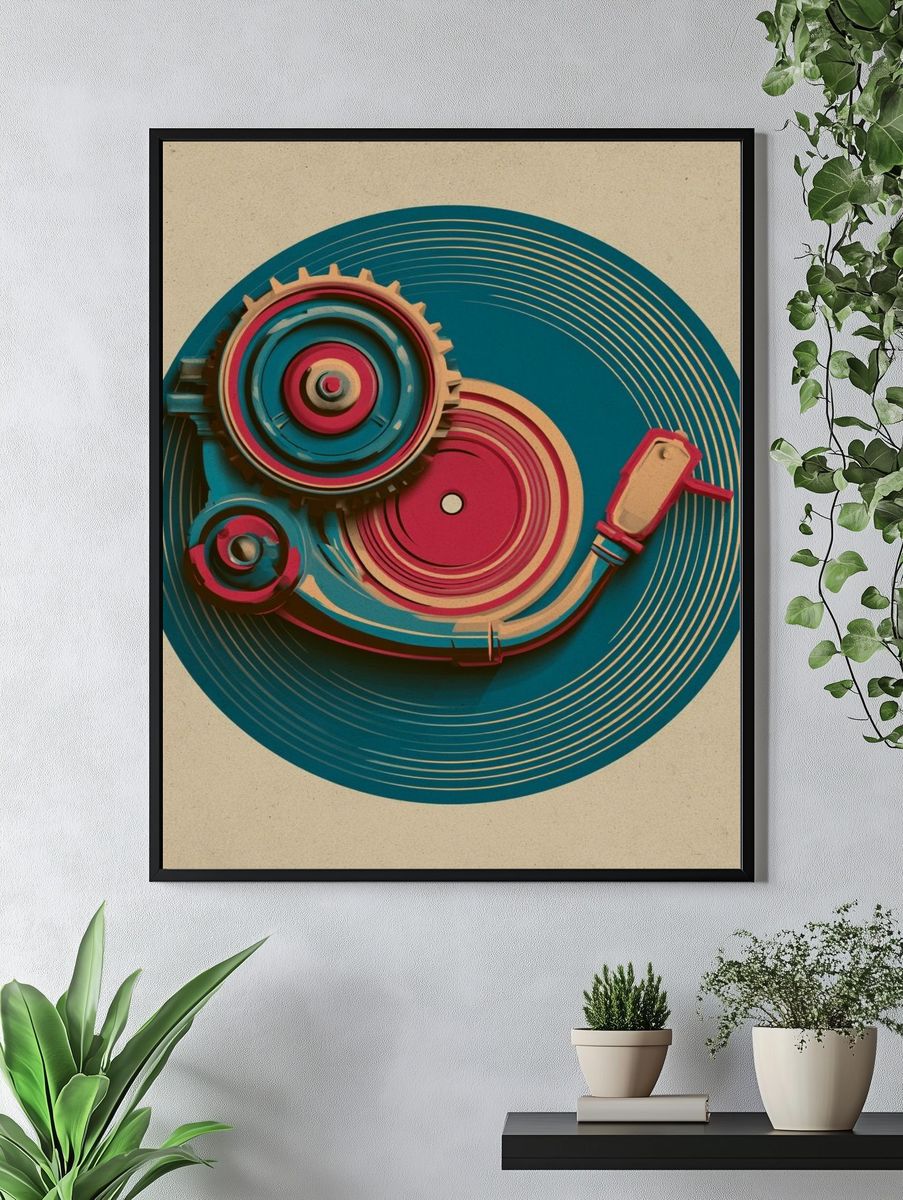Retro Gear Abstract Poster. — room view 4