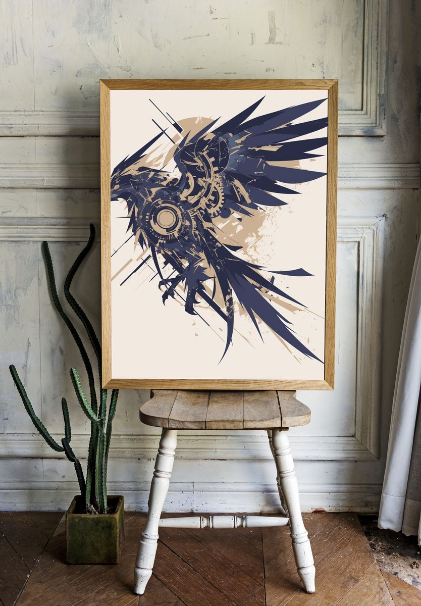 Mechanical Eagle Abstract Print. — room view 1