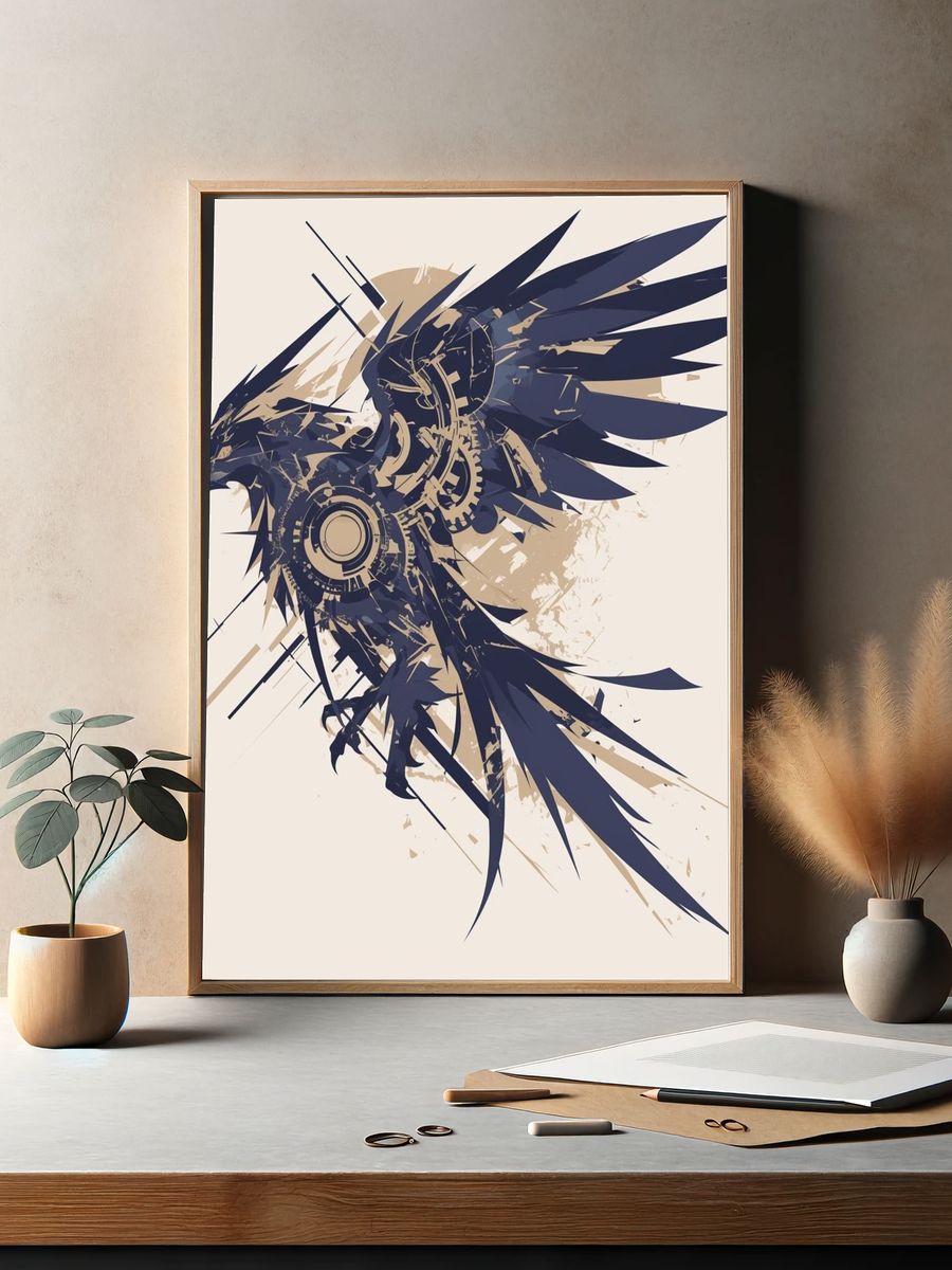 Mechanical Eagle Abstract Print. — room view 2