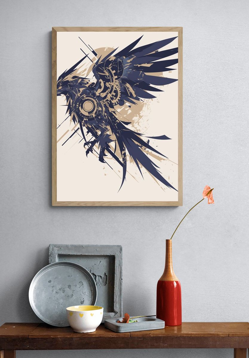 Mechanical Eagle Abstract Print. — room view 3