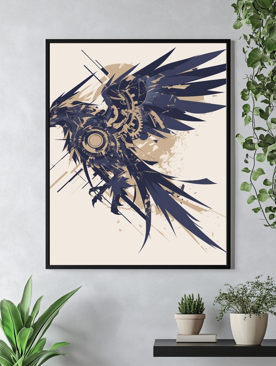 Mechanical Eagle Abstract Print. — room view 4