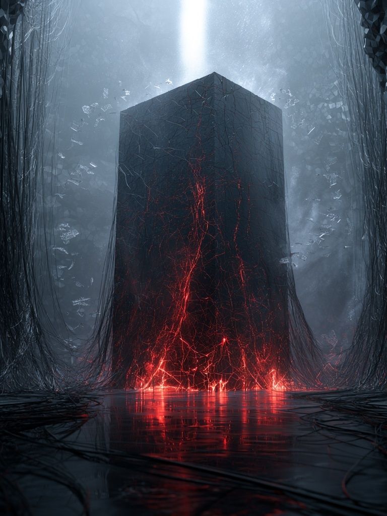 Crimson Monolith Abstract Poster. poster — abstract art