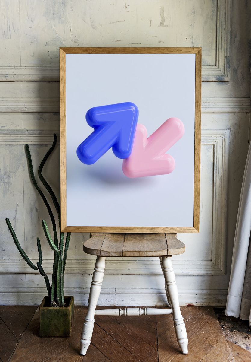 Pastel Arrow Duo Abstract Print. room preview
