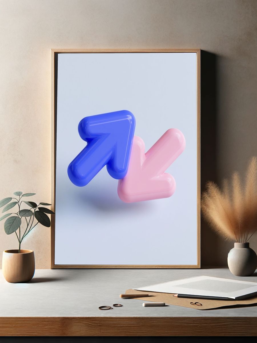 Pastel Arrow Duo Abstract Print. — room view 2