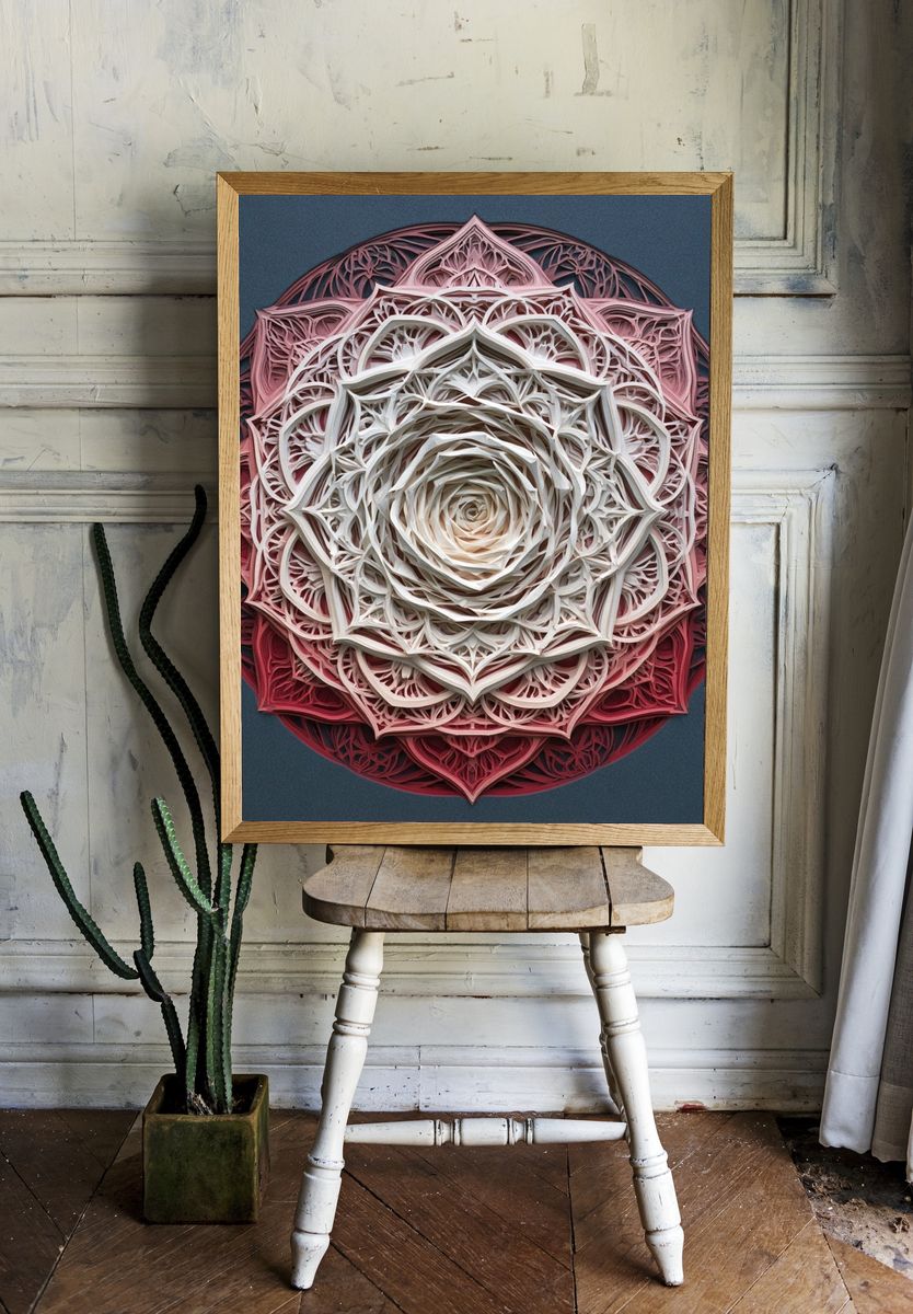 Rose Mandala Abstract Poster. — room view 1