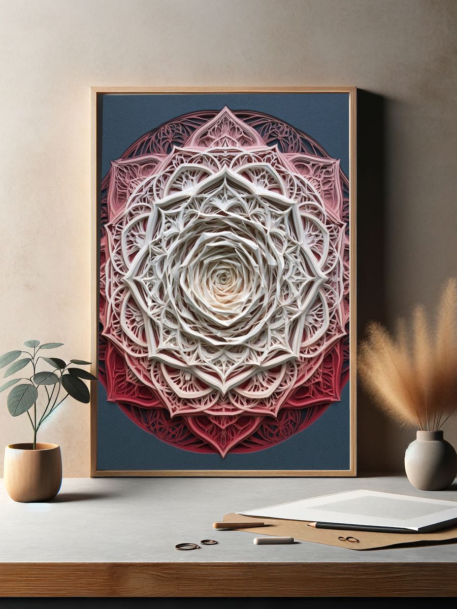 Rose Mandala Abstract Poster. — room view 2