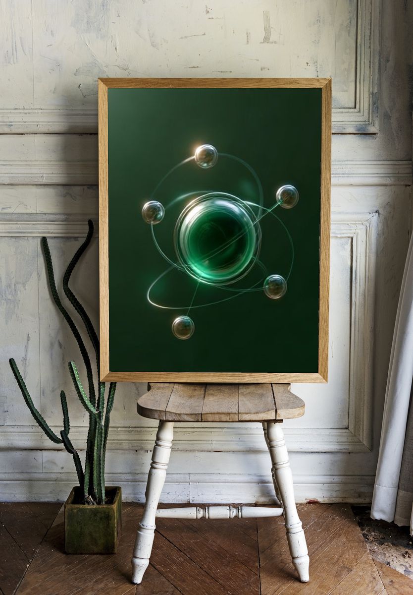 Emerald Orbital Abstract Poster. room preview