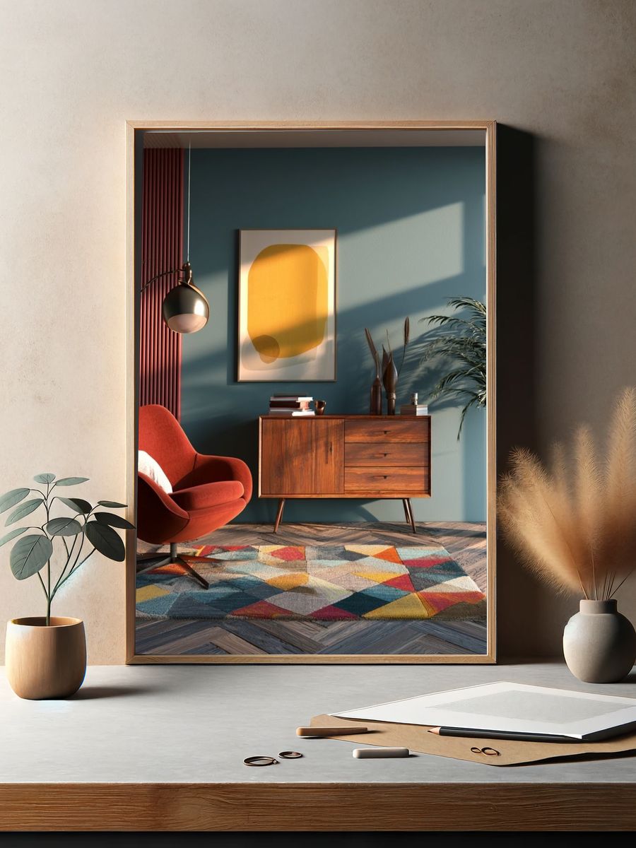 Golden Abstract Shape Poster. — room view 2