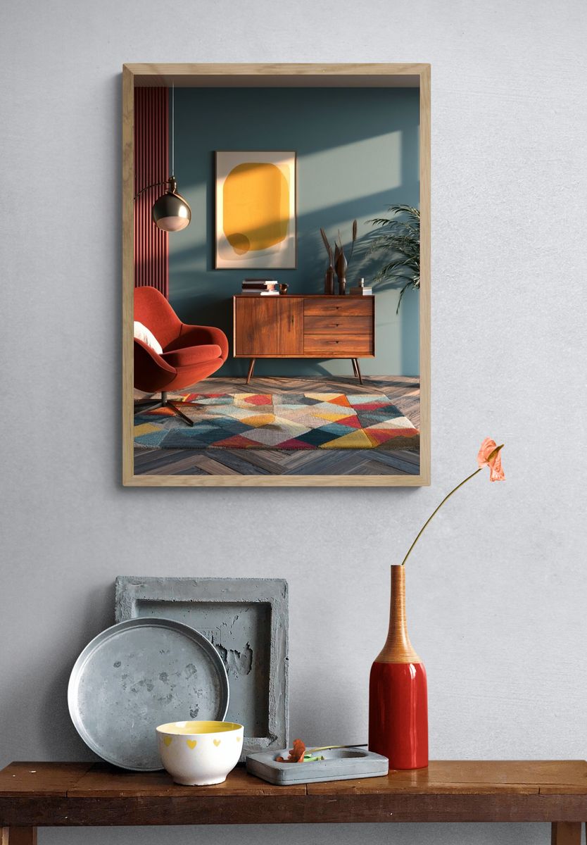 Golden Abstract Shape Poster. — room view 3