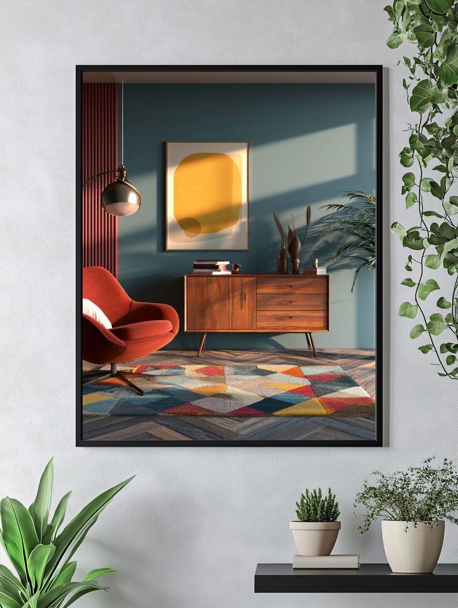 Golden Abstract Shape Poster. — room view 4