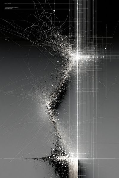 Monochrome Data Burst Abstract Poster.