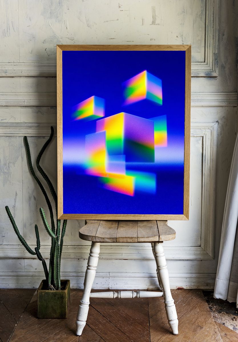 Prismatic Cubes Abstract Poster. room preview