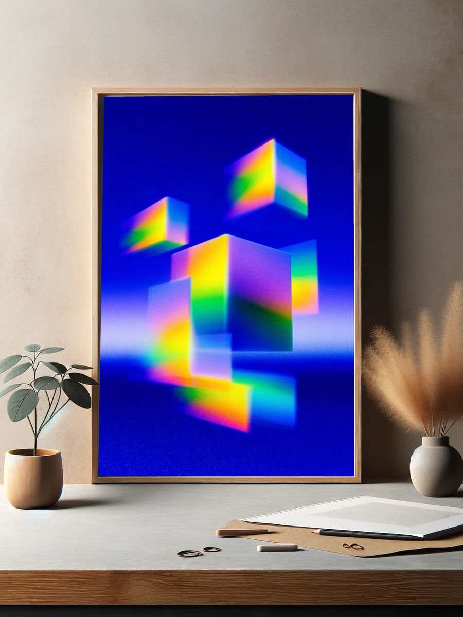 Prismatic Cubes Abstract Poster. — room view 2