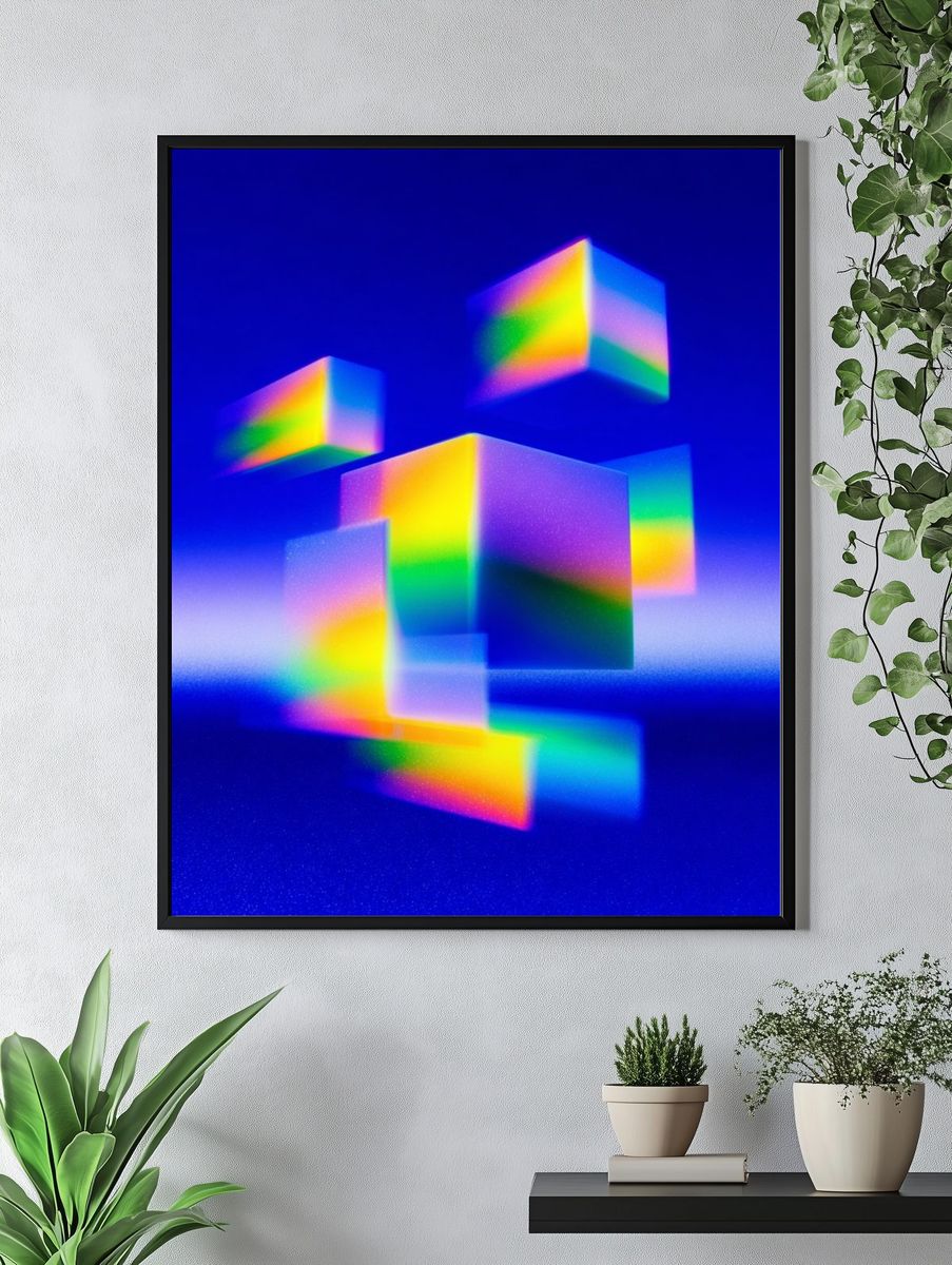 Prismatic Cubes Abstract Poster. — room view 4