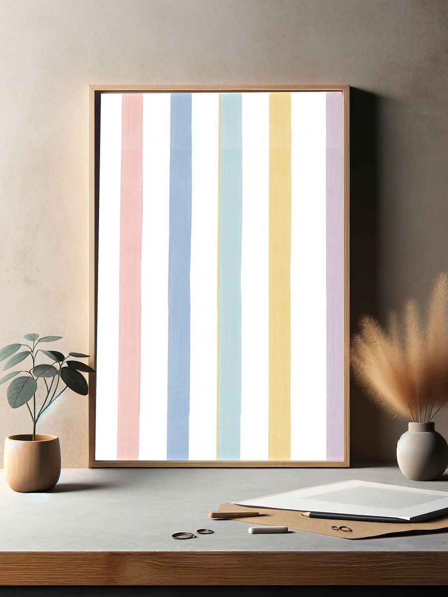 Pastel Stripe Abstract Poster. — room view 2