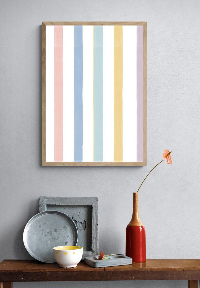 Pastel Stripe Abstract Poster. — room view 3