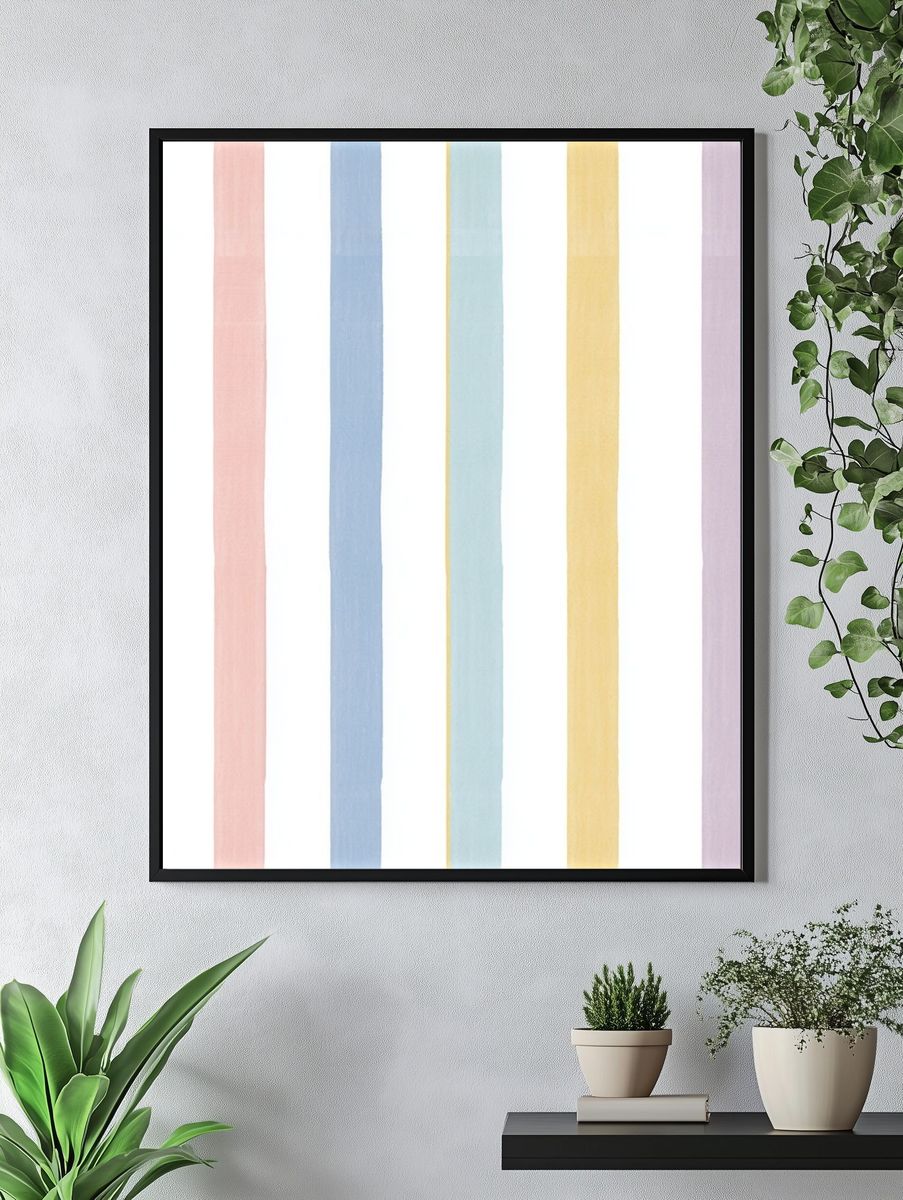 Pastel Stripe Abstract Poster. — room view 4