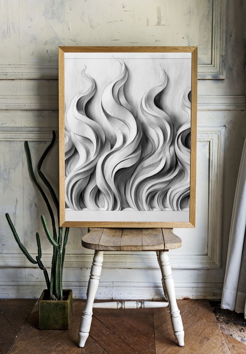 Flowing Monochrome Abstract Poster. room preview
