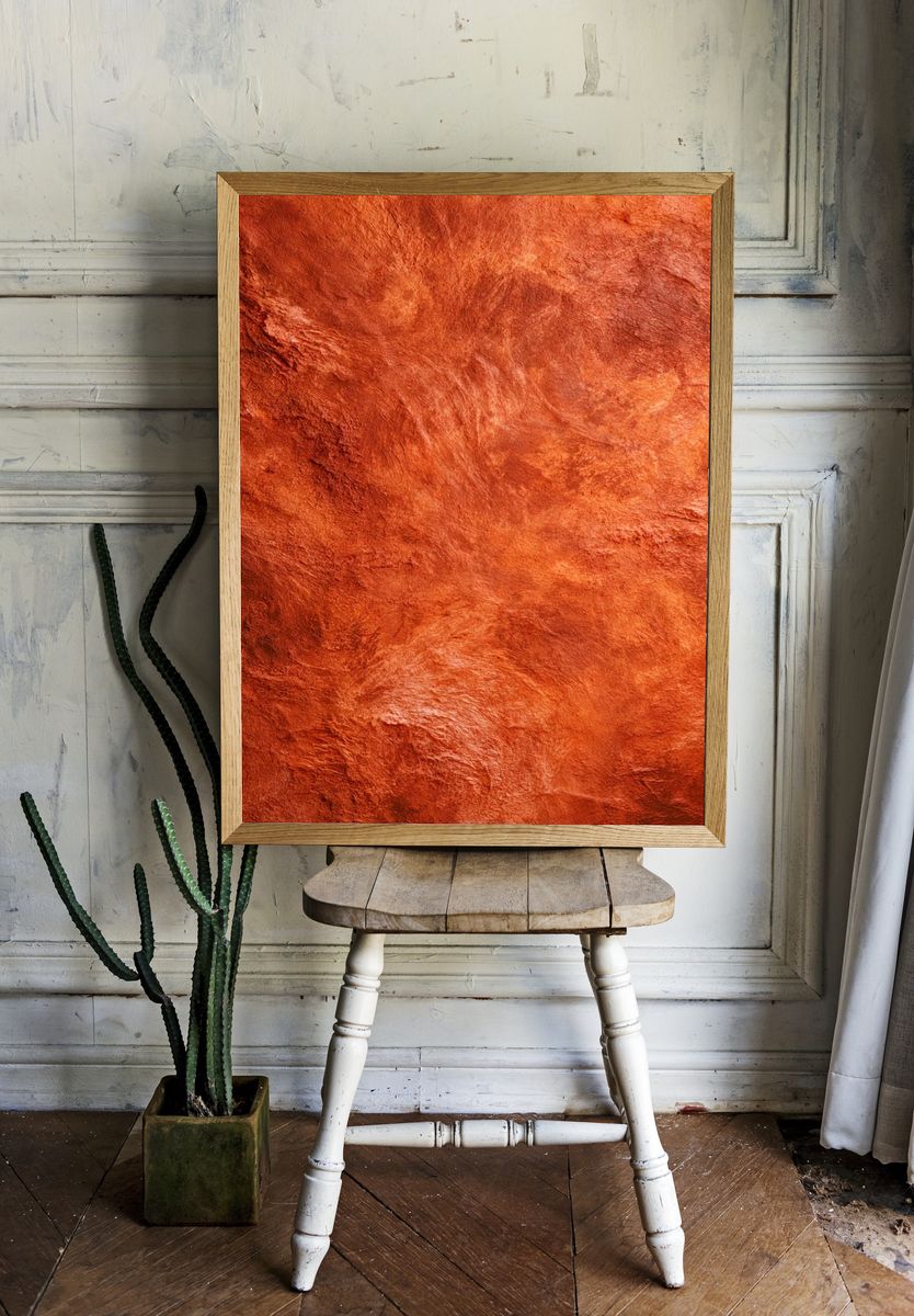 Crimson Textured Abstract Poster. — room view 1