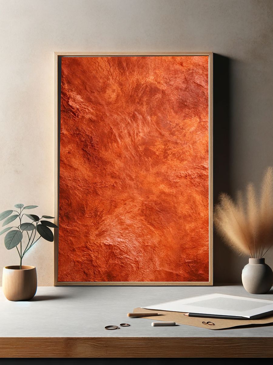 Crimson Textured Abstract Poster. — room view 2