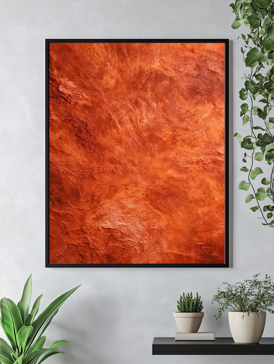 Crimson Textured Abstract Poster. — room view 4