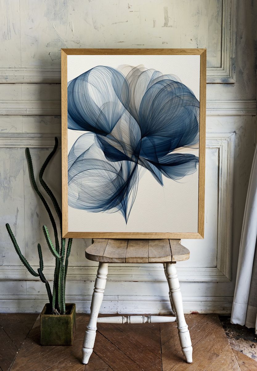 Blue Flow Abstract Poster. — room view 1