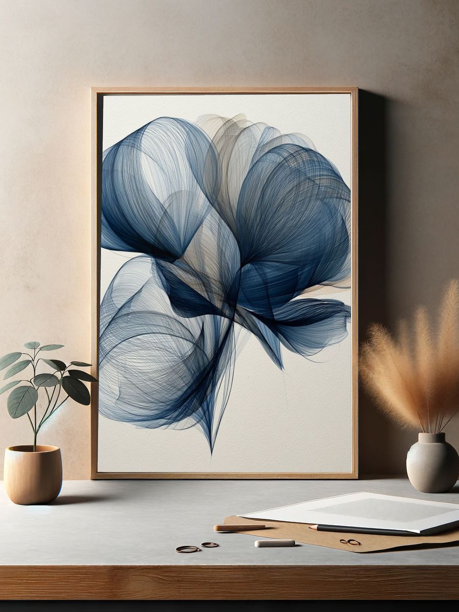 Blue Flow Abstract Poster. — room view 2